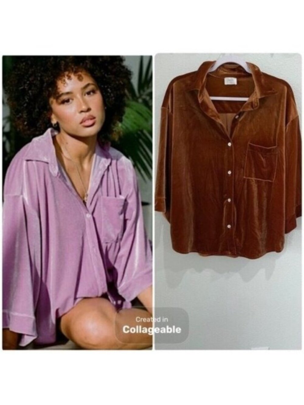 Laina Rauma Leisure Velvet Button Top Neutral Oversized Orange